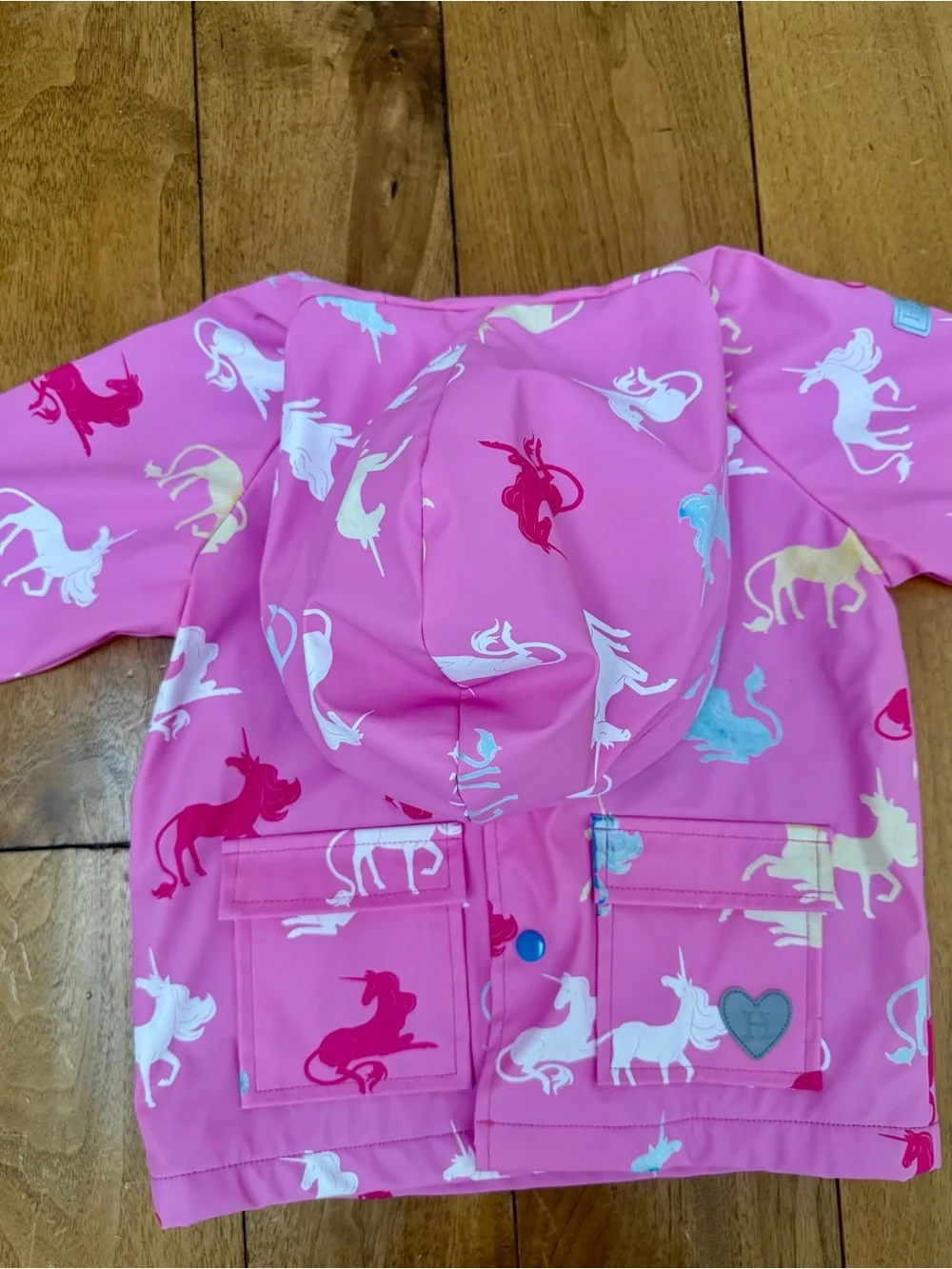 Hatley Girls Color Changing Unicorn Raincoat Pink Terry Lined Size 3